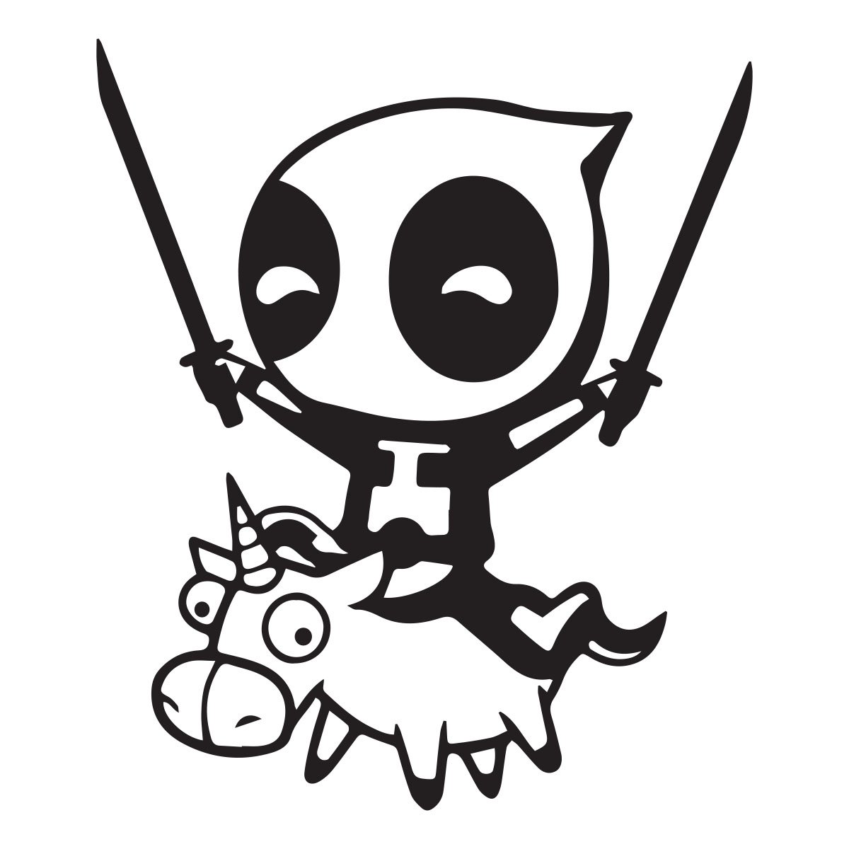 deadpool riding a unicorn - Vis alle - FolieGejl.dk